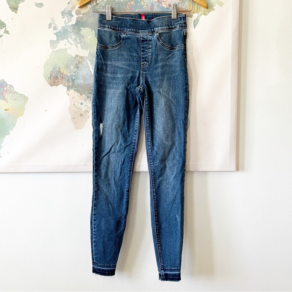 Spanx Jeans‎ Size XS Skinny Release Hem Medium Wash Blue Pull On